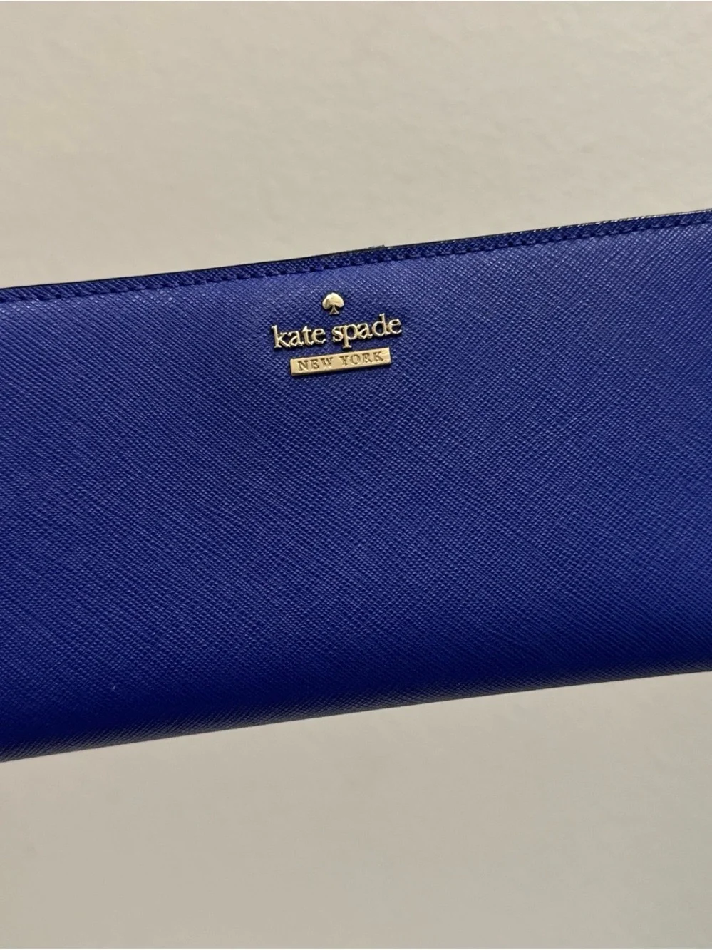kate spade cobalt blue saffiano zip wallet